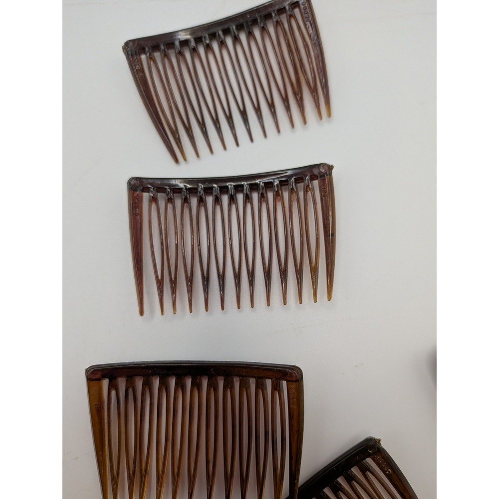 Vintage Goody Mini Hair Combs Side Pin Brown Marble Tortoise 2" USA - Picture 13 of 16